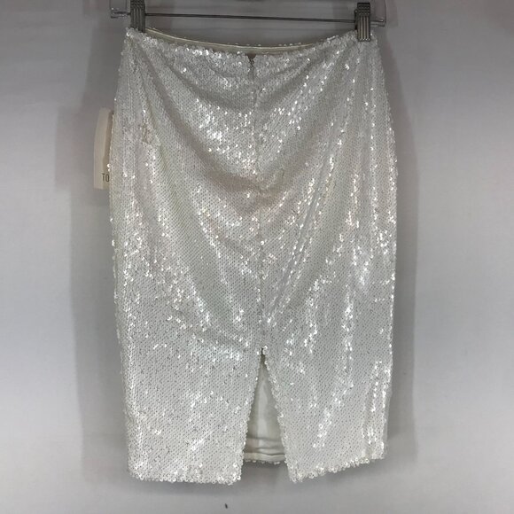 TOBI - WOMEN'S SMALL - WHITE SEQUINED HOLIDAY PARTY PENCIL SKIRT - Picture 4 of 6
